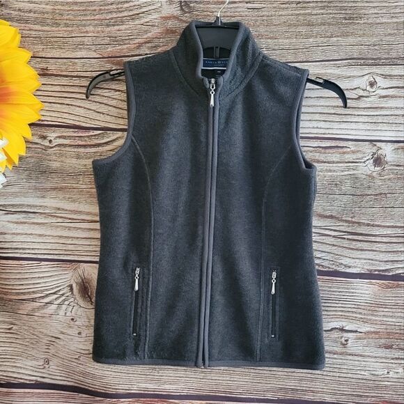 "Karen Scott Sport " Woman's zero proof fleece vest Size:PP Charcoal NWT - Picture 1 of 7